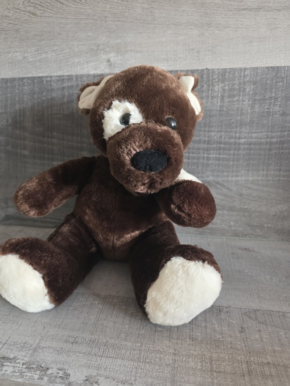 Build A Bear Stuffed Animal Puppy Dog Plush Brown White Spot Eye Patch b330